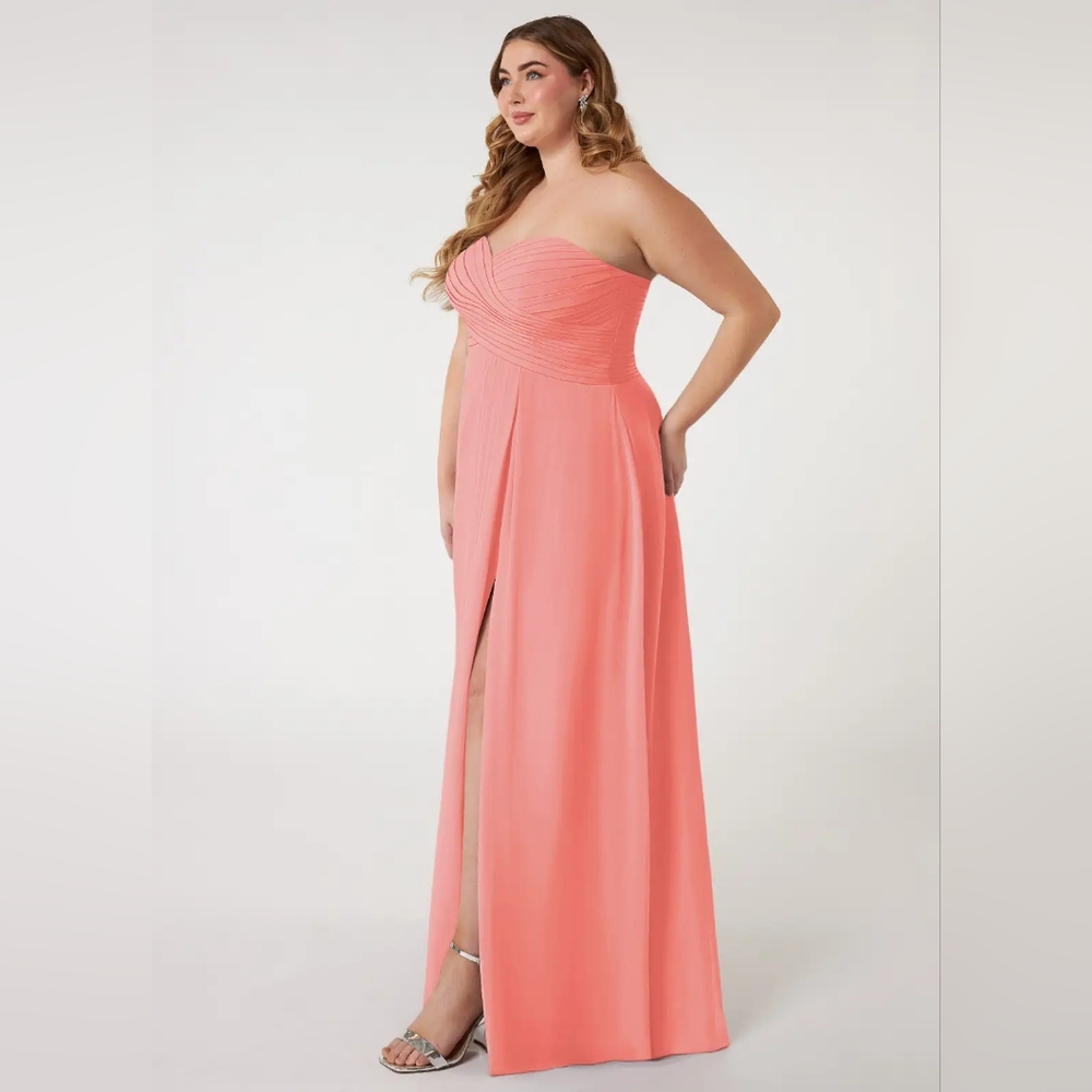 5 For $25✨Eureka Pink Formal Strapless Maxi Dress+Scarf Women Plus Size 3x Large